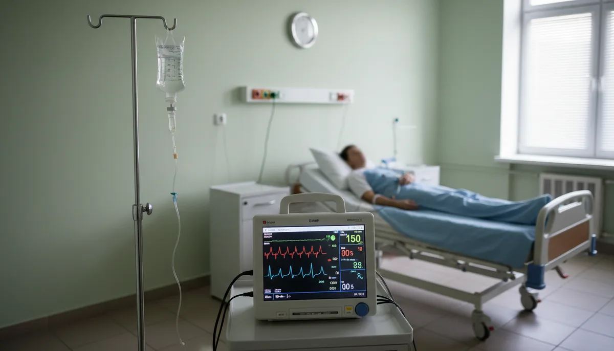 Палата наркологического стационара, инфузионная система, прикроватный монитор витальных функций